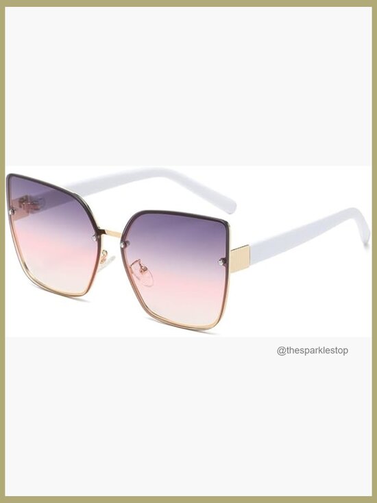 Oversized Square Sunglasses, Rimless Design, Metal Frame with Gold Accents main image 5